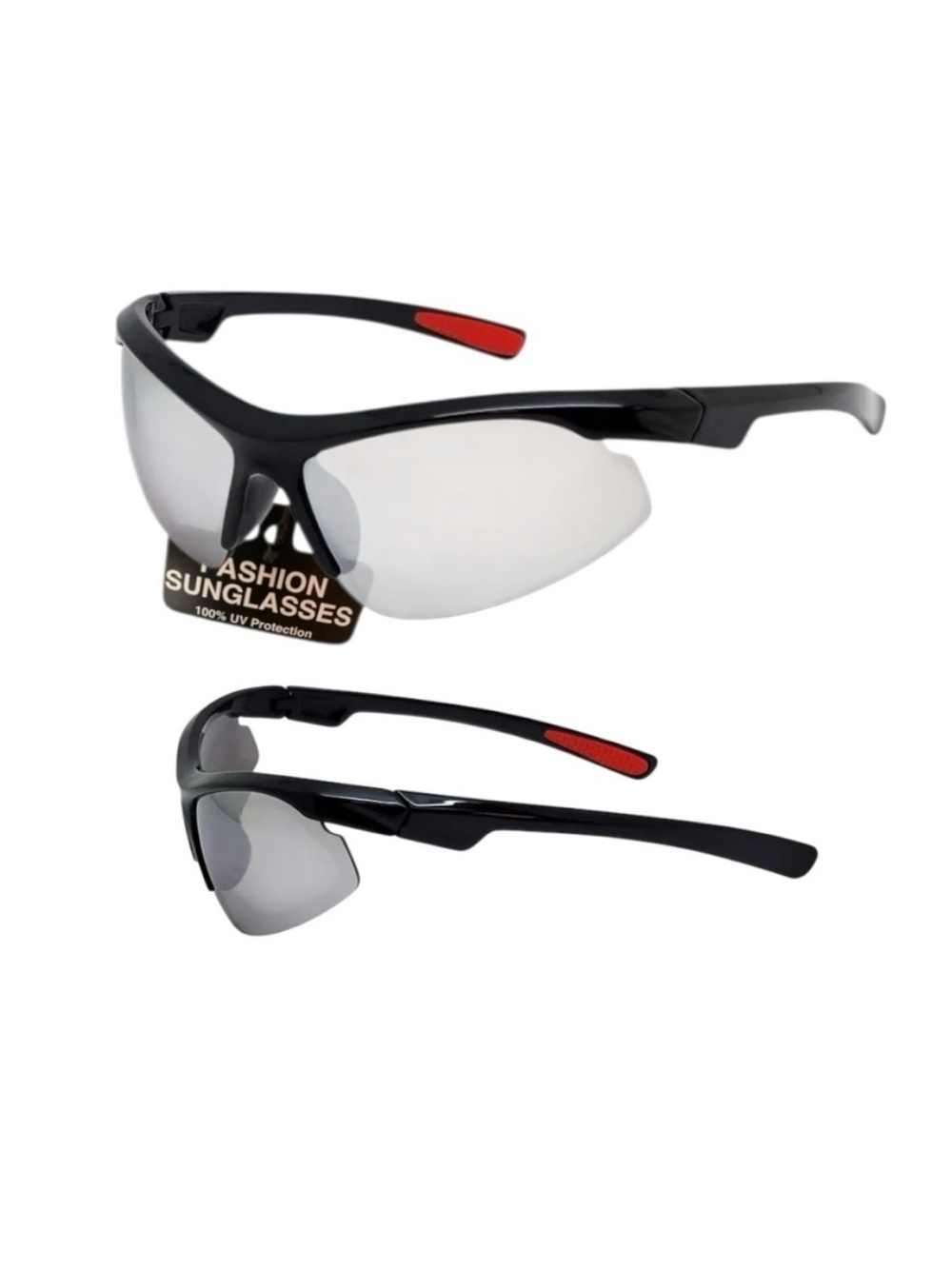 Plastic Sports Wrap Semi Rim Sunglasses with Ergonomic Design